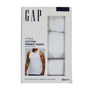 GAP 3-Pack Cotton Classic Ribbed Tank Undershirt Men's Underwear NIP White